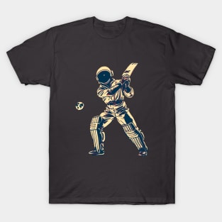 Astronaut Playing Cricket T-Shirt